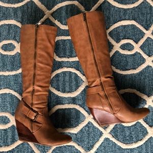 Nine West brown wedge boot size 7.5